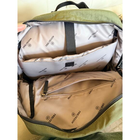 TWELVElittle Diaper Bag Backpack Olive Green Unisex Baby Bag Lightweight Nylon - Picture 5 of 10